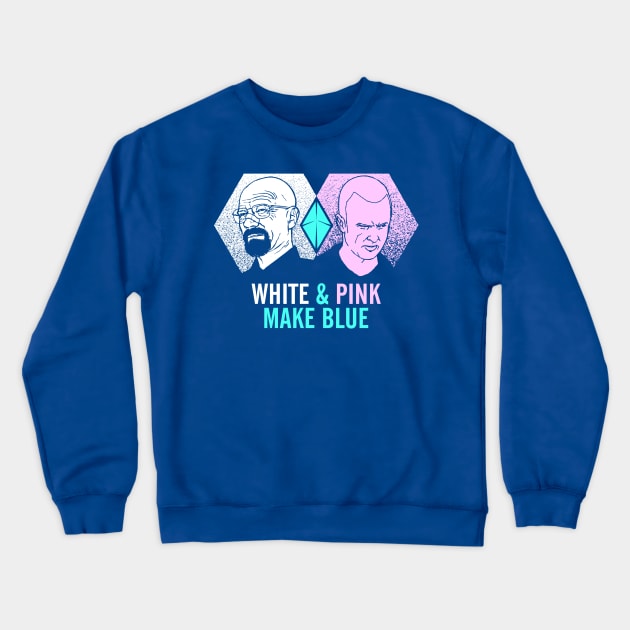 White & Pink Make Blue Crewneck Sweatshirt by tomburns